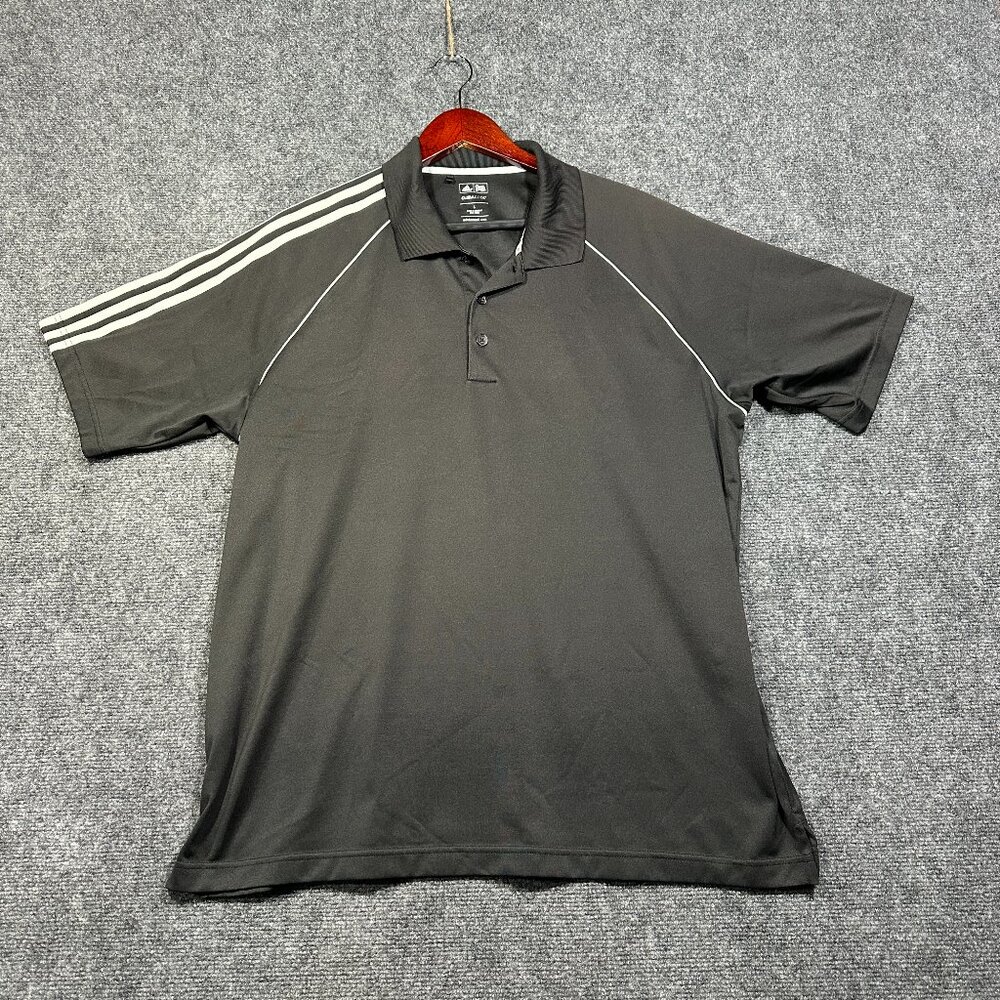 Adidas Golf Polo Shirt Mens Large Climacool Black Birmingham Club Logo Sleeve